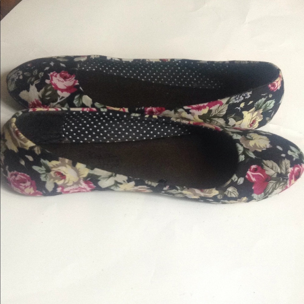 floral black flats